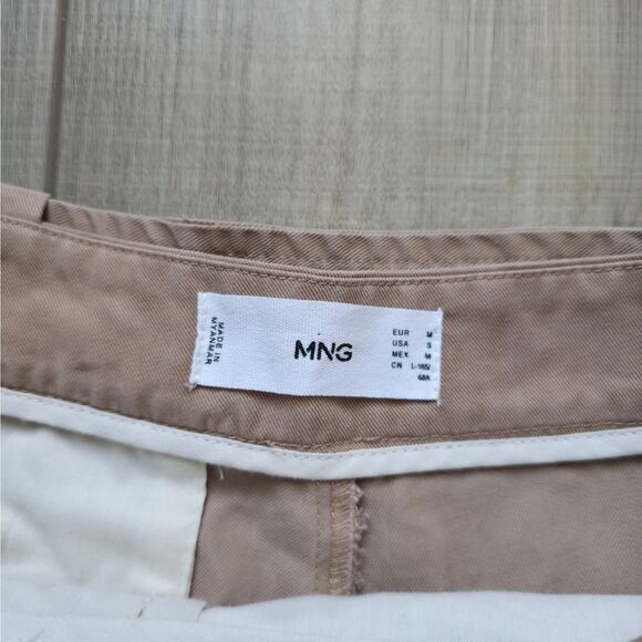 MNG Bermuda Paperbag Tie Waist Khaki Brown Chino Shorts Women Sz Small - Picture 6 of 10